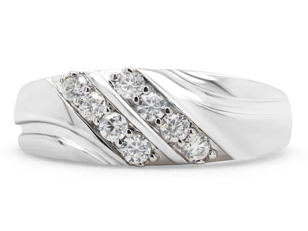 14K White Gold Over Sterling Silver Mens Wedding Band Ring G7528