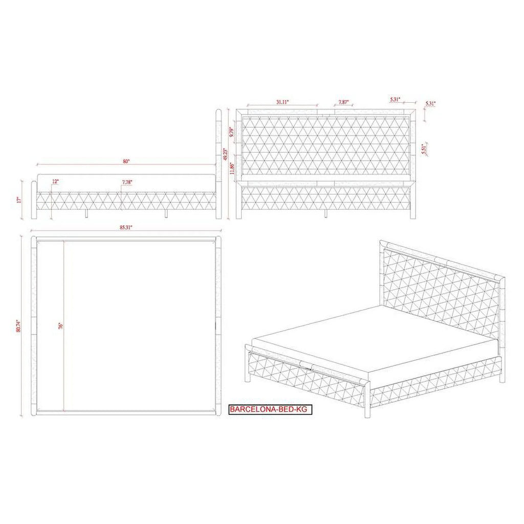 Gloss White Wood & Acrylic King-size 3-Piece Bedroom Set G7751