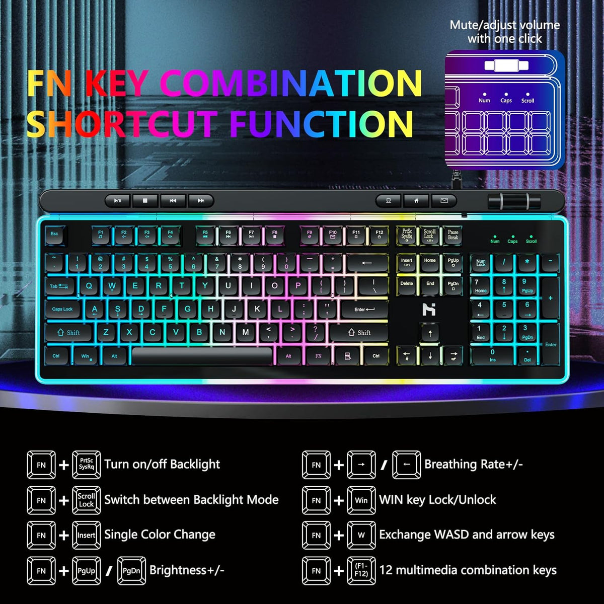 104 Keys RGB Backlit Wired Gaming Keyboard and Mouse Combo K854497