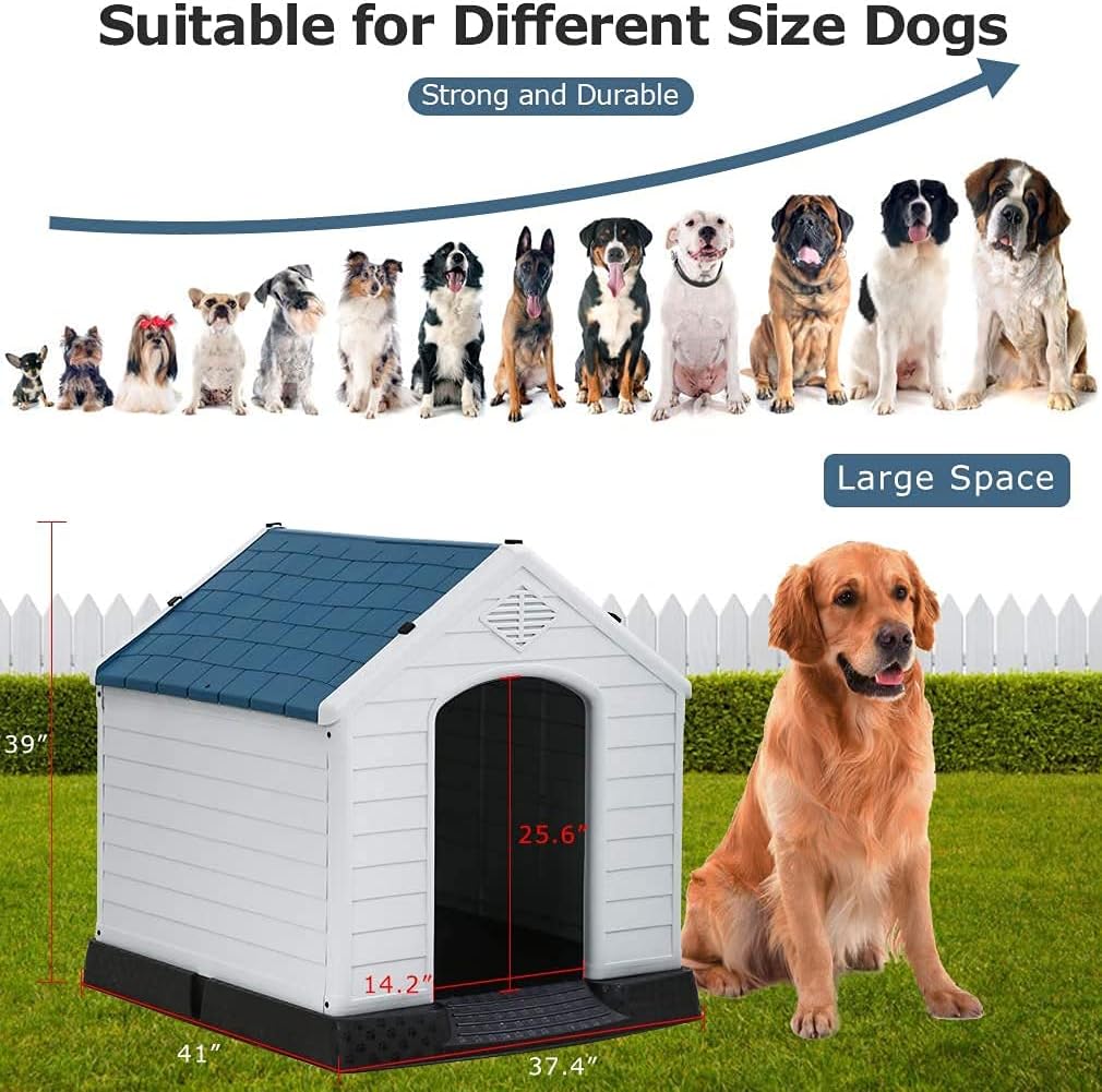 Large Plastic Dog House with Air Vents and Elevated Floor L665
