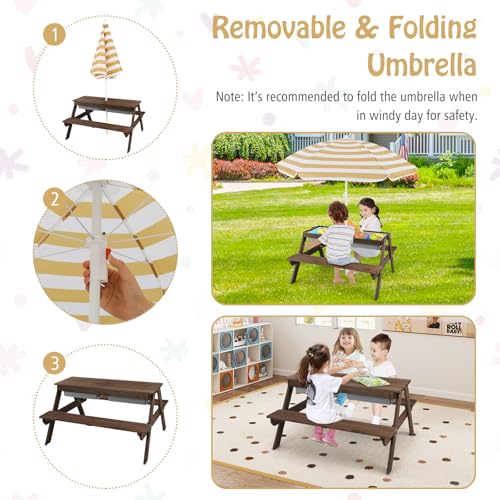 4 in 1 Cedar Wooden Sand & Water Table with Umbrella I5924