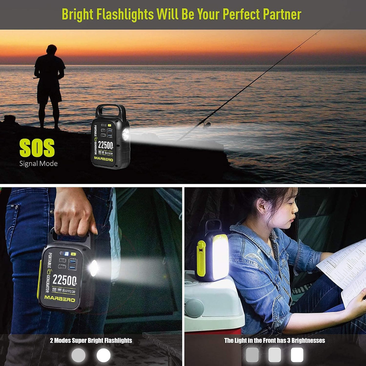 22500mAh Portable Power Station with LED Flashlight D88577