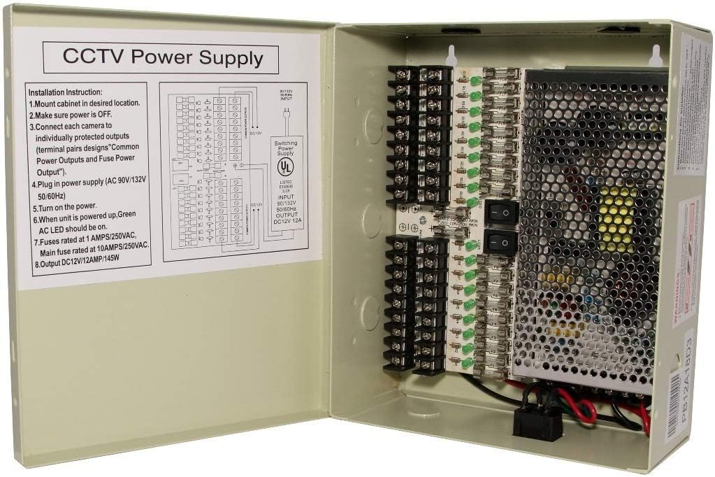 18 Outputs 12 Amp 12V DC CCTV Power Supply Box Y807