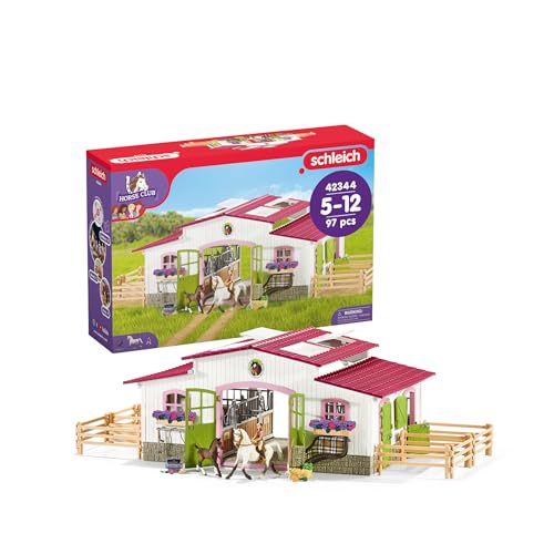Horse Toy Playset with Rider, 2 Horses, Barn and Farm Figurine Accessories L661041