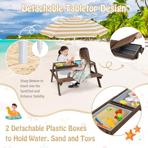 4 in 1 Cedar Wooden Sand & Water Table with Umbrella I5924