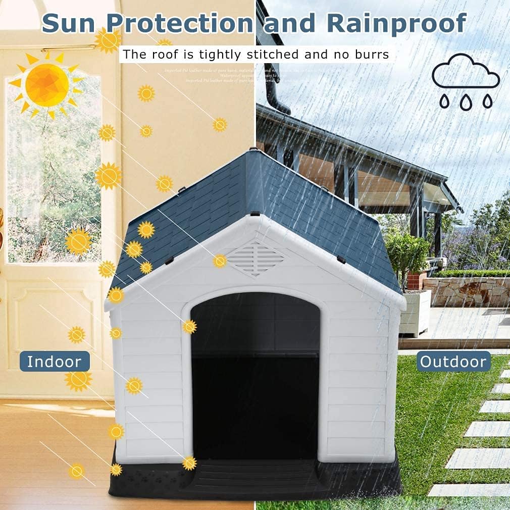 Large Plastic Dog House with Air Vents and Elevated Floor L665