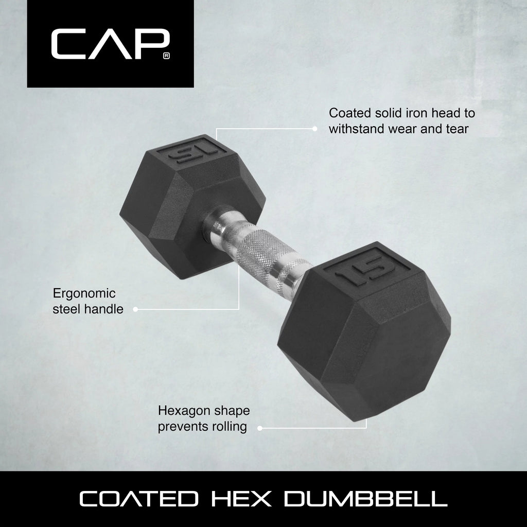 25lb Rubber Hex Dumbbell D310