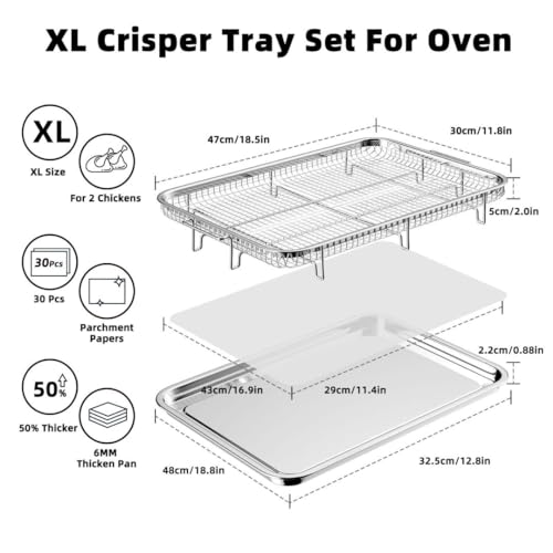 2 Set Non-stick Stainless Steel Air Fryer Basket and Tray with 60 PCS Parchment Papers D728979