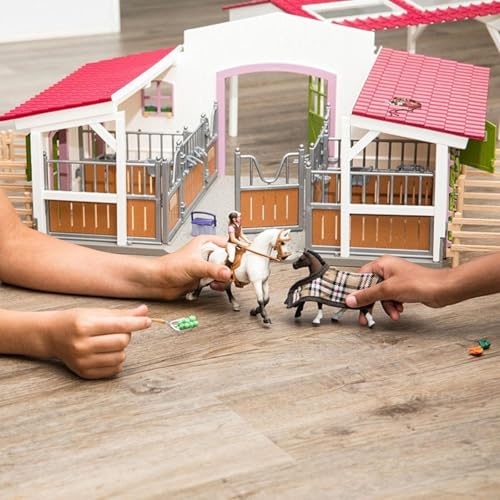Horse Toy Playset with Rider, 2 Horses, Barn and Farm Figurine Accessories L661041