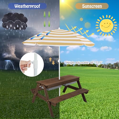 4 in 1 Cedar Wooden Sand & Water Table with Umbrella I5924