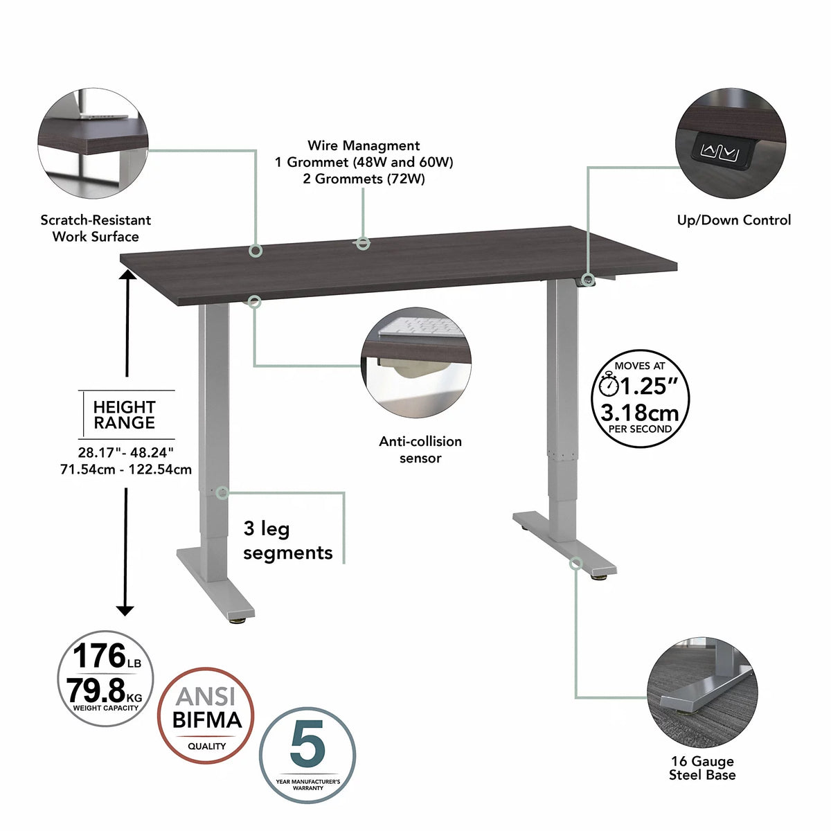 48” Electric Standing Desk T316