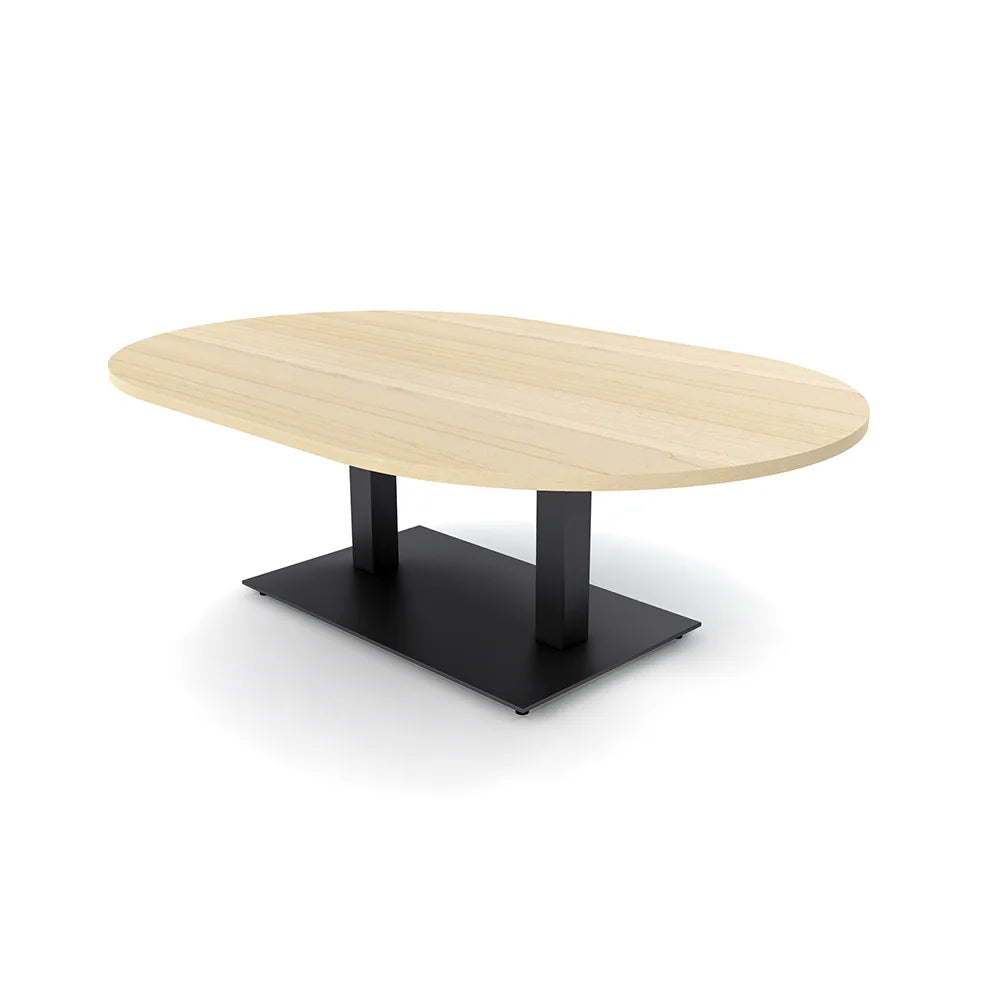Racetrack Shaped Coffee Table with Double Post Metal Base 45x70 O882