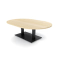 Racetrack Shaped Coffee Table with Double Post Metal Base 45x70 O882