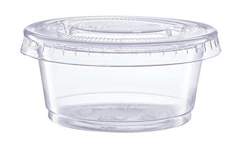 2 oz 100 Count Clear Disposable Plastic Portion Cups with Lids U19212