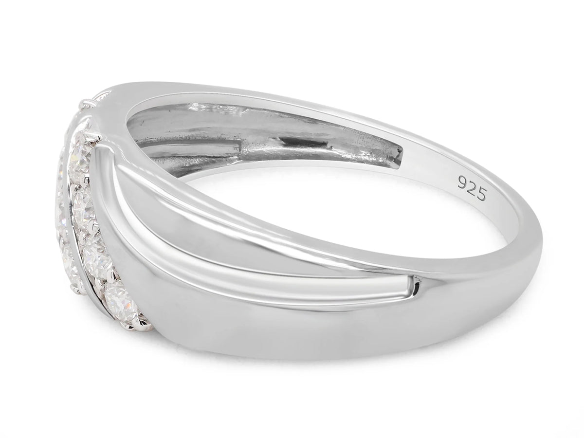 14K White Gold Over Sterling Silver Mens Wedding Band Ring G7528