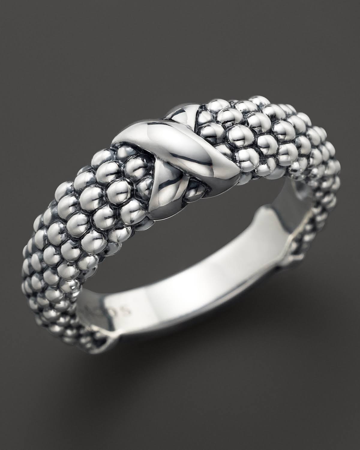Silver Caviar Band Ring H502
