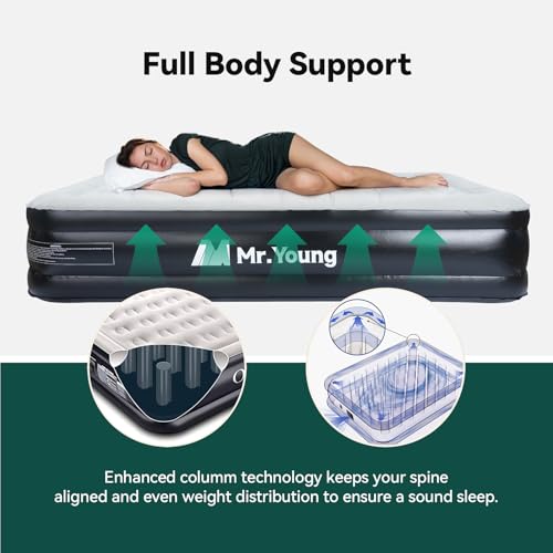 Twin Size 18" Inflatable Air Mattress with Built-in Pump and Carrying Bag Q279