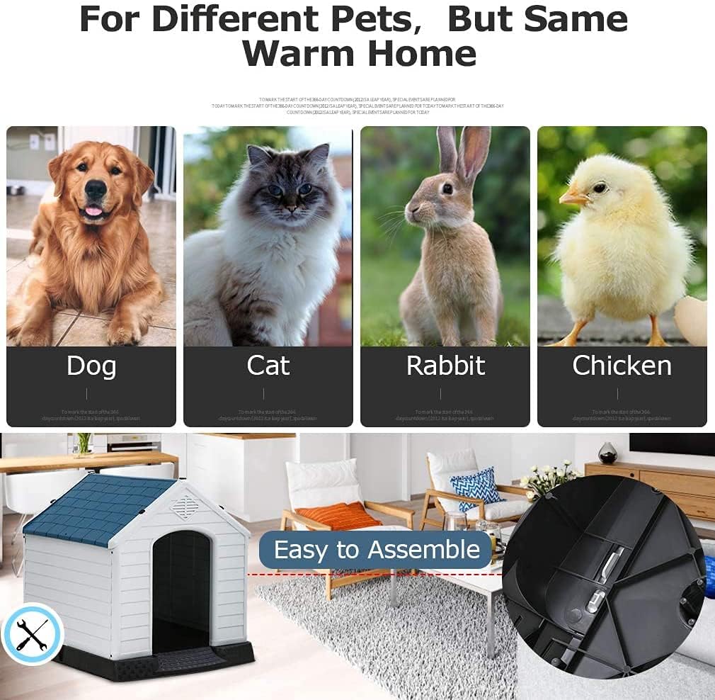 Large Plastic Dog House with Air Vents and Elevated Floor L665