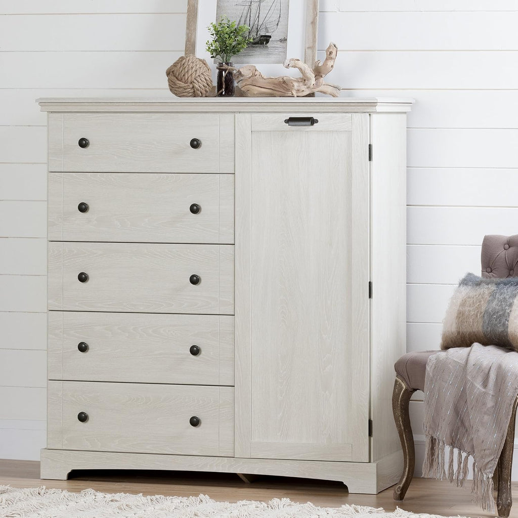 Winter Oak 5-Drawer Dresser with Cabinet Door F81017
