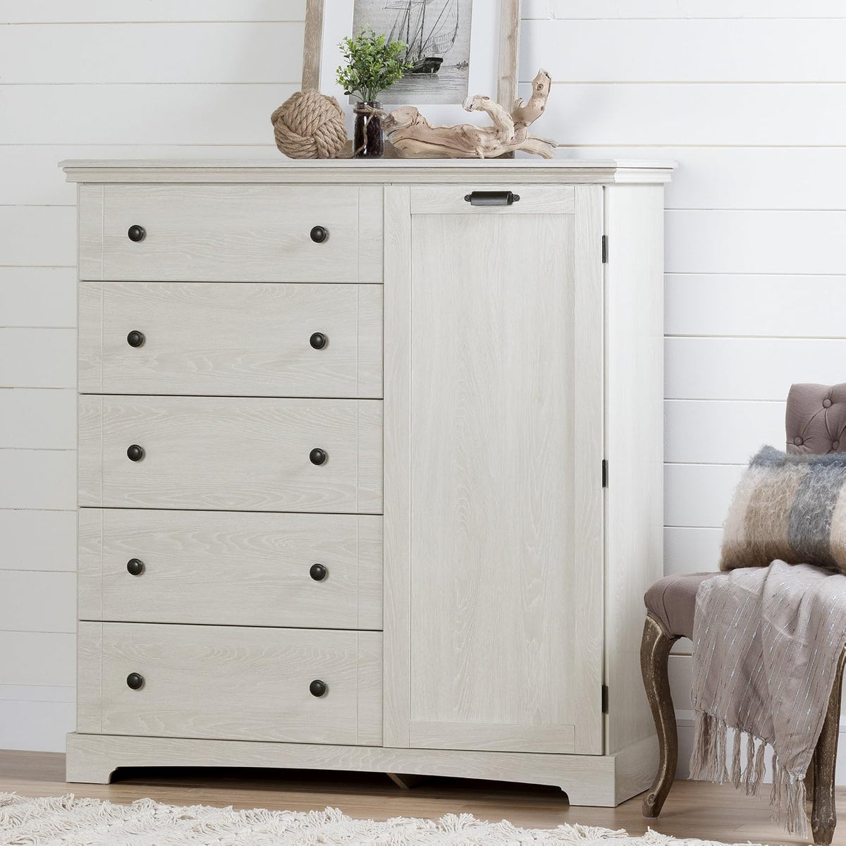 Winter Oak 5-Drawer Dresser with Cabinet Door F81017