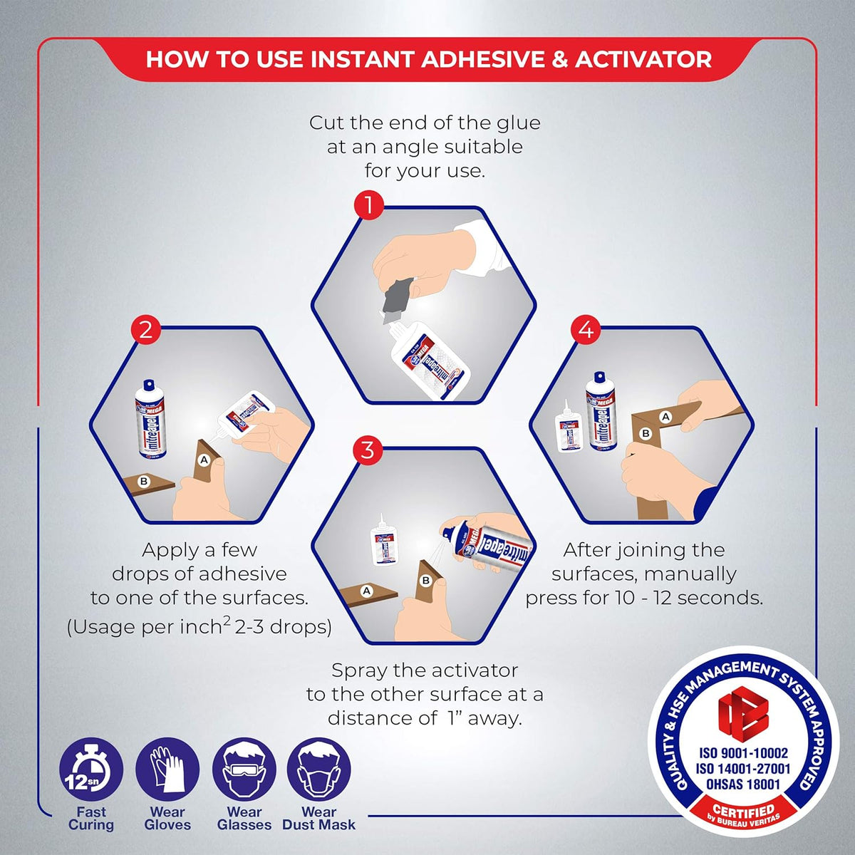 2 x 4.5 oz. Super CA Glue with 2 x 16.9 fl oz. Spray Adhesive Activator Cyanoacrylate Glue E659
