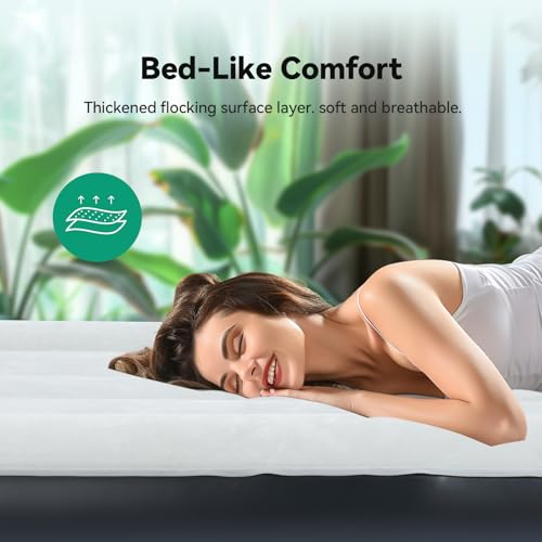 Twin Size 18" Inflatable Air Mattress with Built-in Pump and Carrying Bag Q279