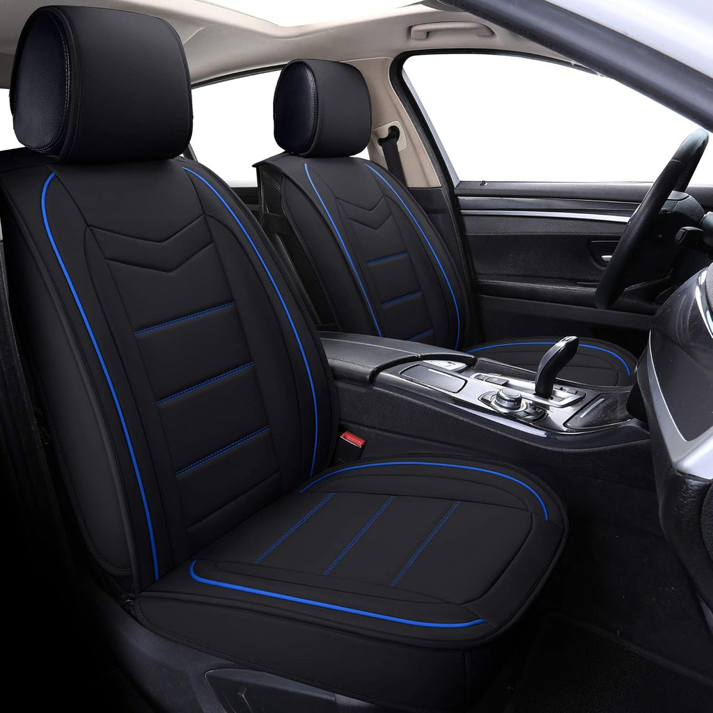 Waterproof Faux Leather Car Seat Covers Full Set Black-and-Red K85935