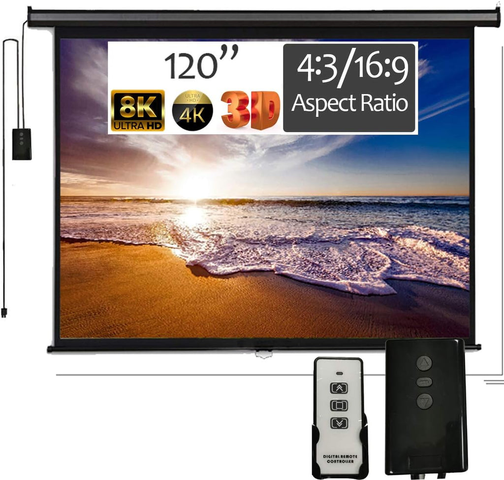 120 inch Motorized Projector Screen 4:3 with Remote Control O76374
