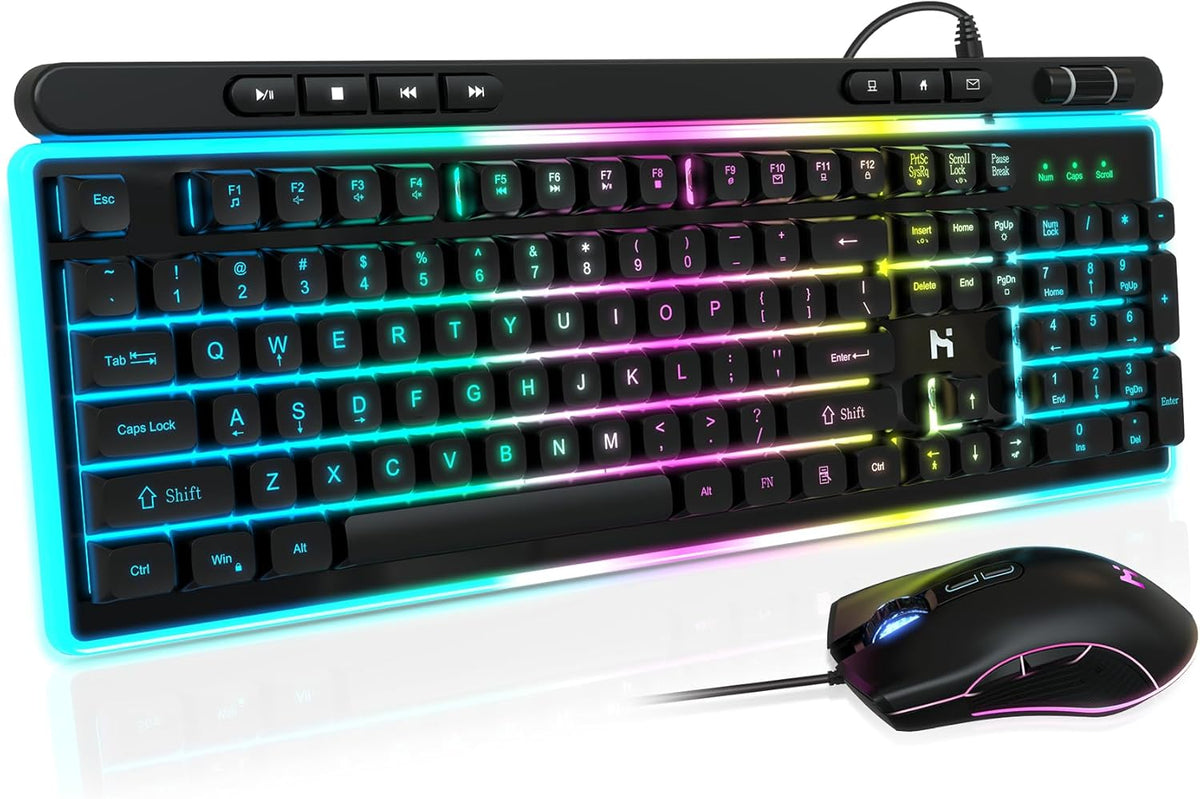 104 Keys RGB Backlit Wired Gaming Keyboard and Mouse Combo K854497