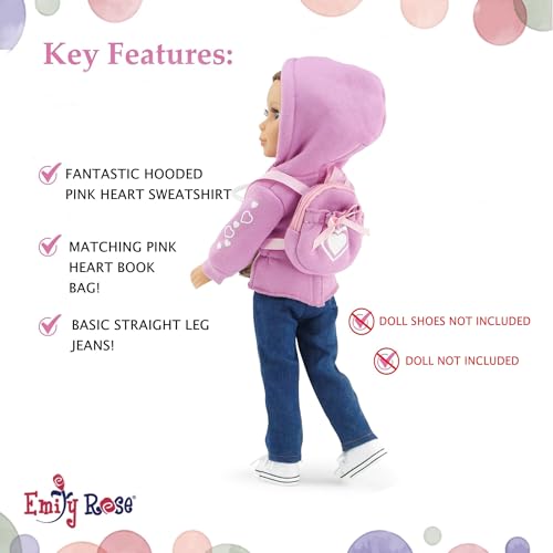 14.5-Inch 6-PC Fashion Doll Clothes & Accessory Set with Faux Fur Coat, Hoodie, Backpack and 2 Pairs of Jeans S23871