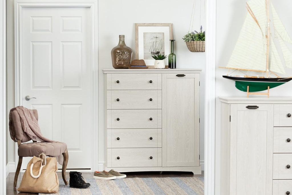 Winter Oak 5-Drawer Dresser with Cabinet Door F81017