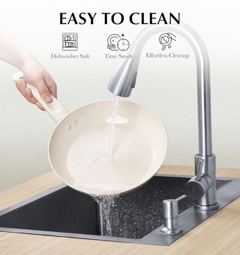 White 10 Inch Nonstick Marble Frying Pan J390609
