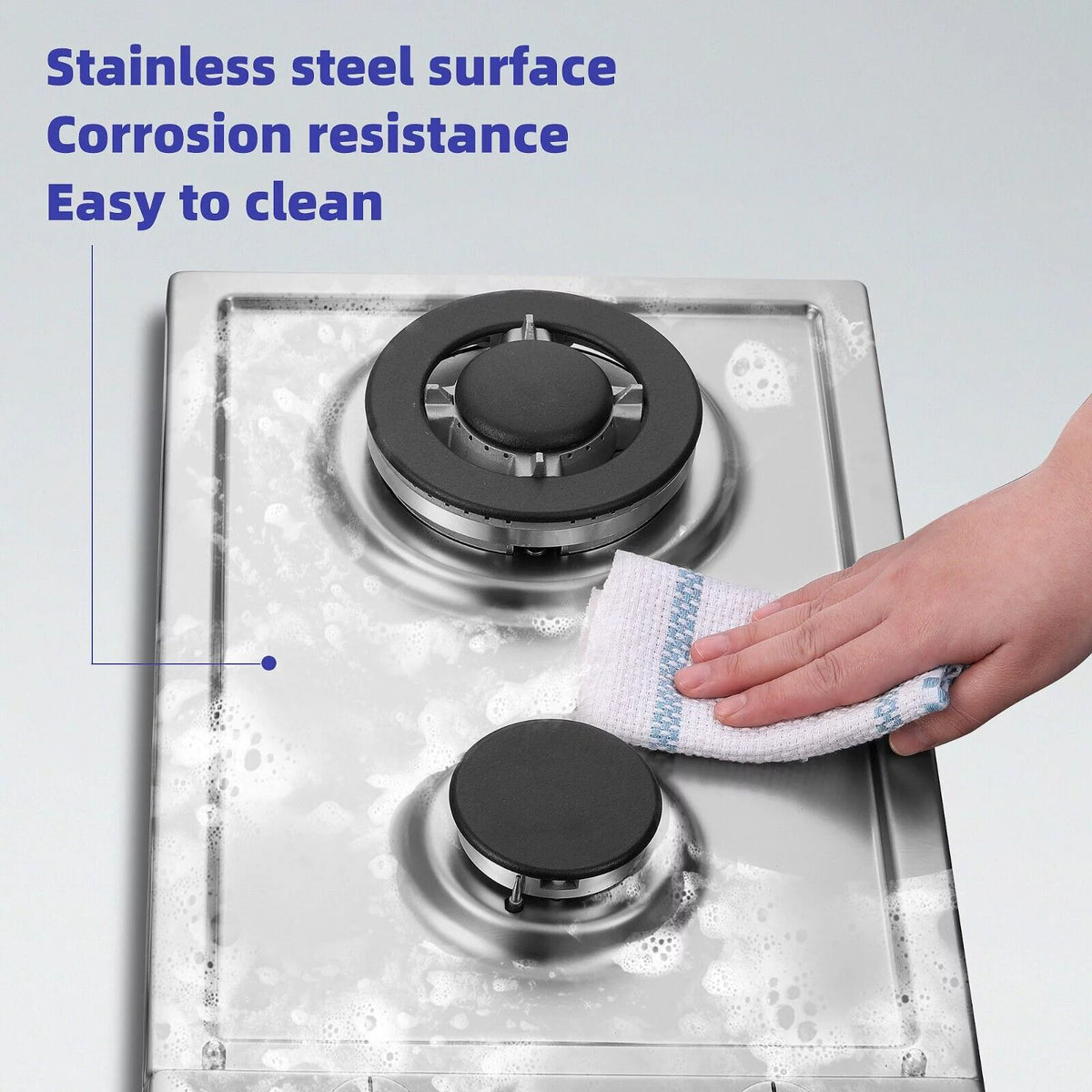 2-Burner 12inch Stainless Steel Gas Cooktop N392396