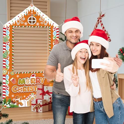 Christmas Photo Booth Backdrop Gingerbread House Banner E877