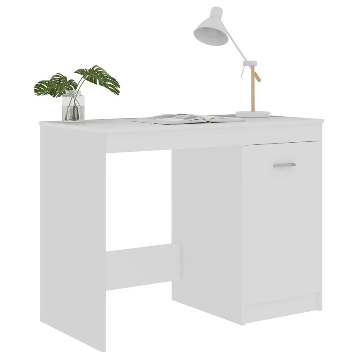 White Computer Desk with Storage Cabinet Y800