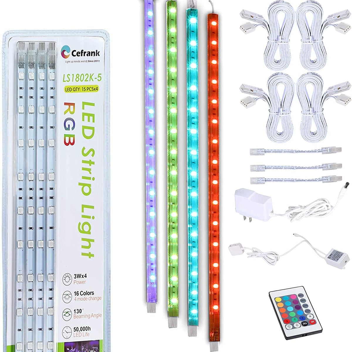16 Linkable RGB LED Light Bar Kit, Pack of 2 A63838