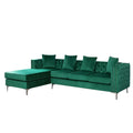 68 Inch Green Velvet Chaise Sofa with Nailhead Trim and Tufting Q945364