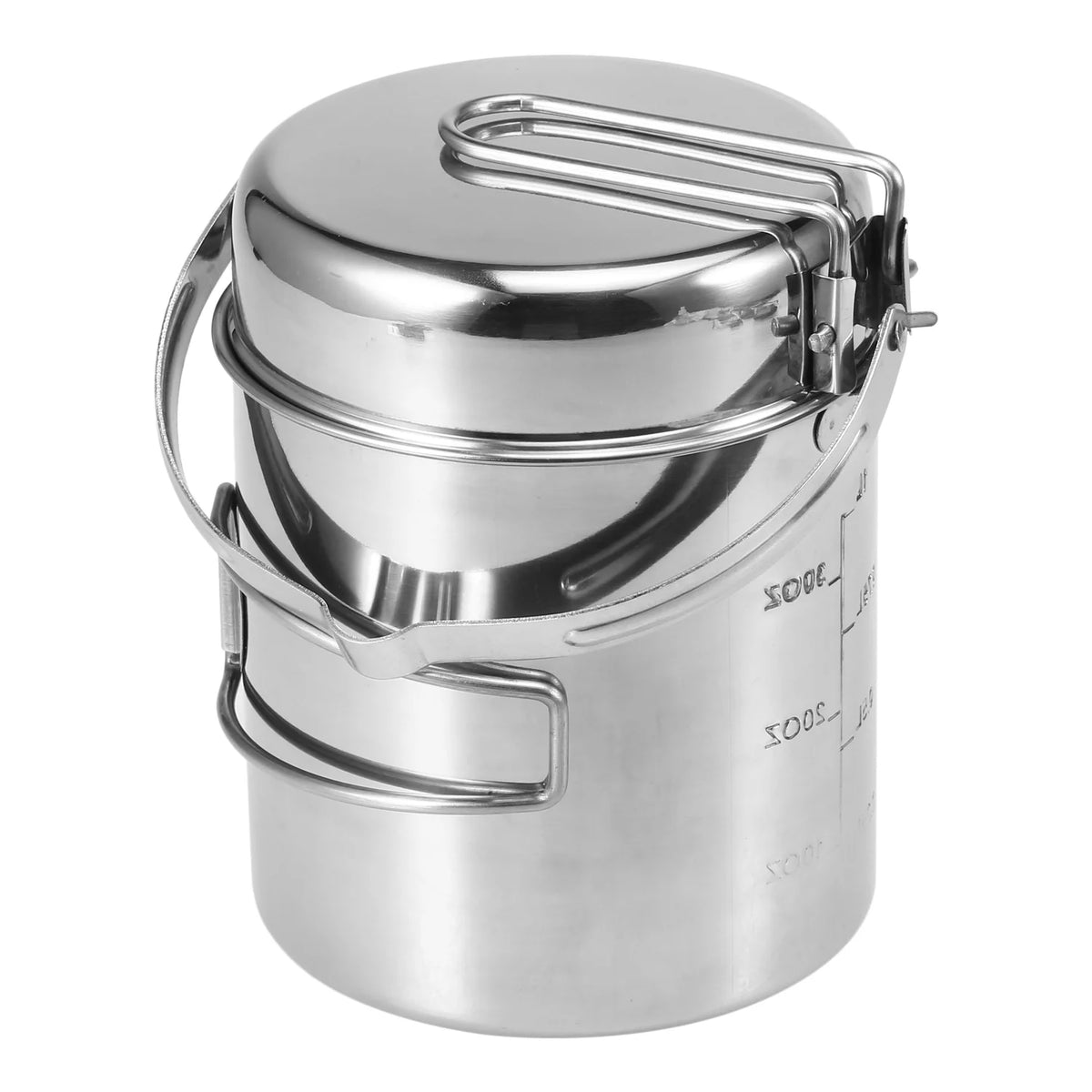1L Stainless Steel Camping Kettle with Foldable Handle Z49340