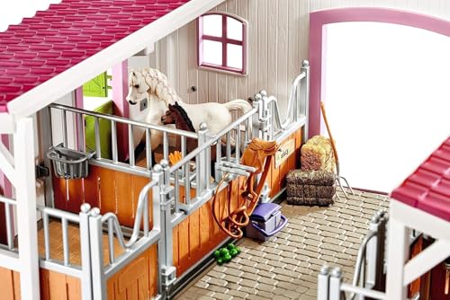 Horse Toy Playset with Rider, 2 Horses, Barn and Farm Figurine Accessories L661041
