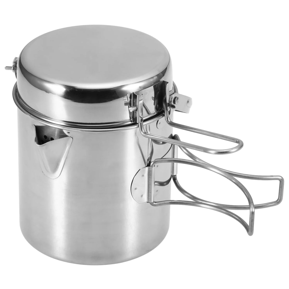 1L Stainless Steel Camping Kettle with Foldable Handle Z49340