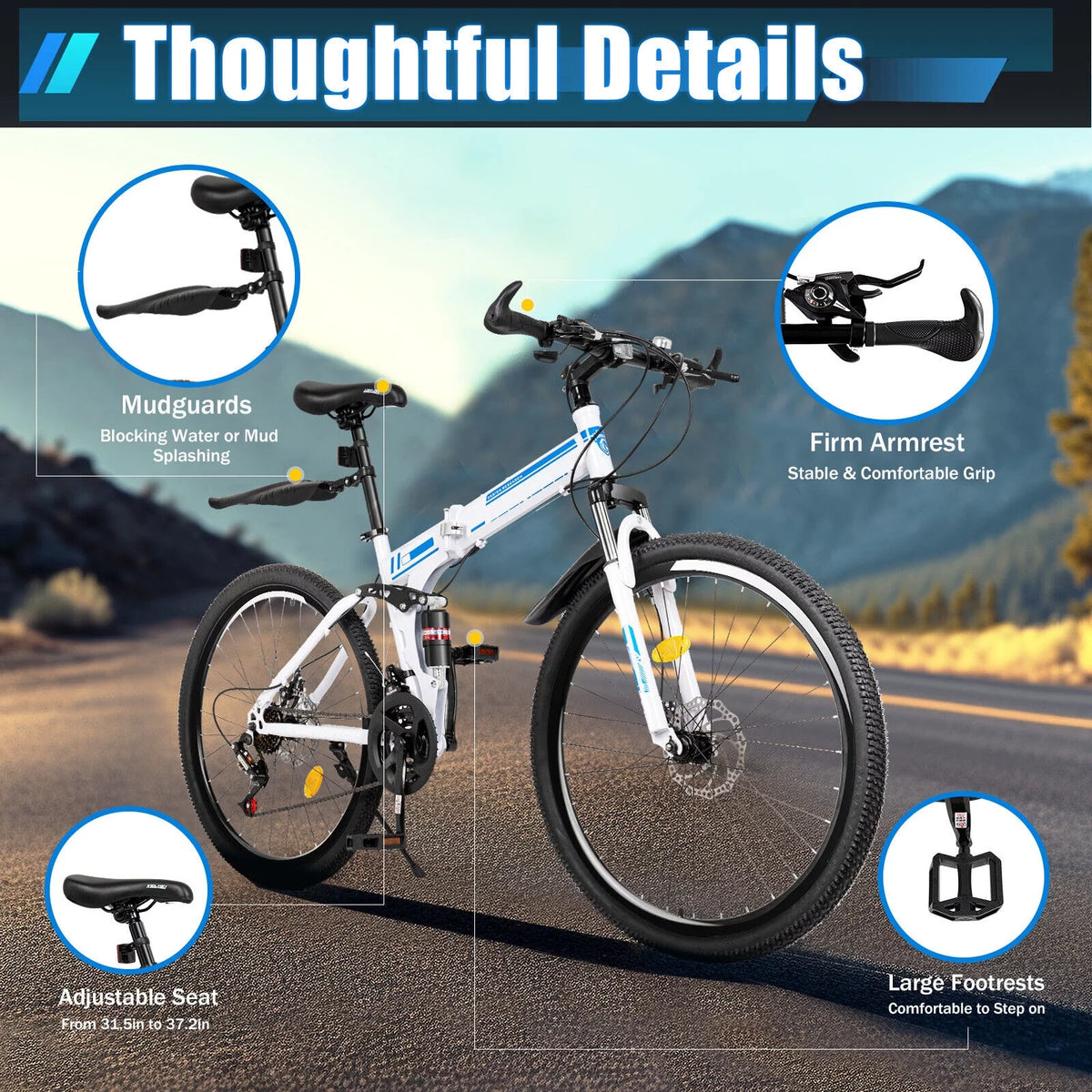 21-Speed Foldable Mountain Bike G95362