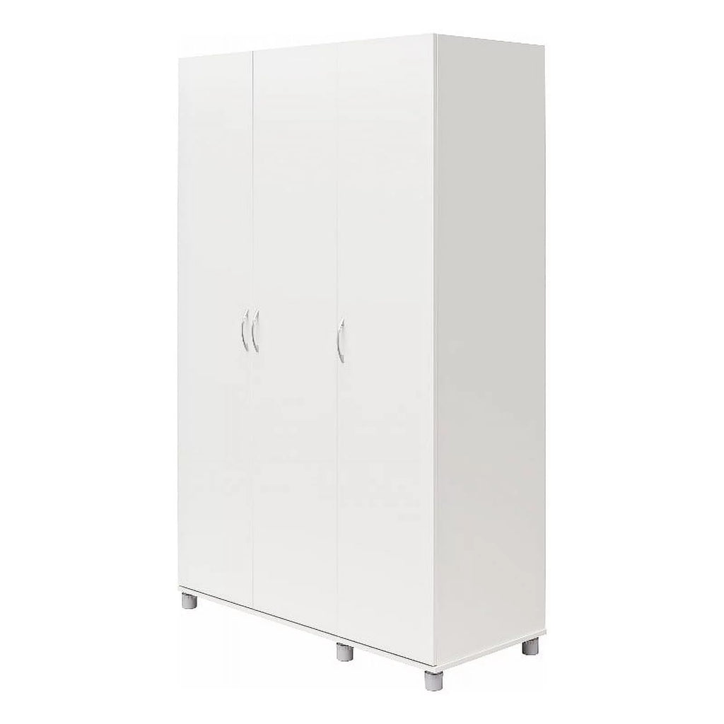 3 Door Wardrobe with Clothing Rod in White B794291