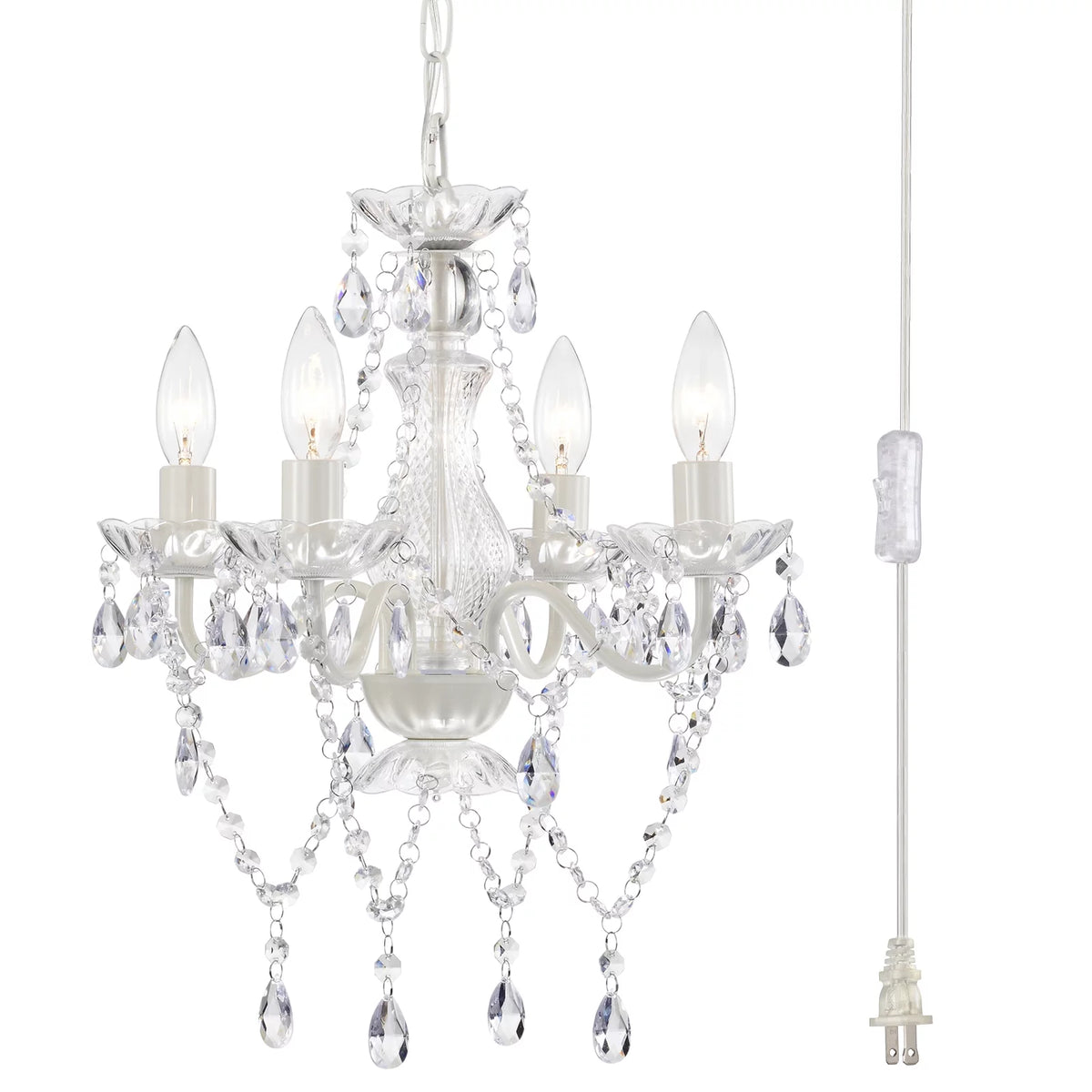 White 4-Light Crystal Chandelier R1627