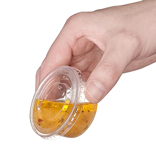 2 oz 100 Count Clear Disposable Plastic Portion Cups with Lids U19212