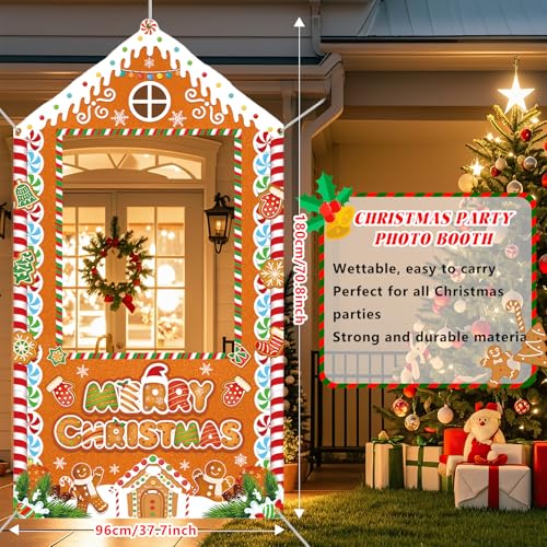 Christmas Photo Booth Backdrop Gingerbread House Banner E877