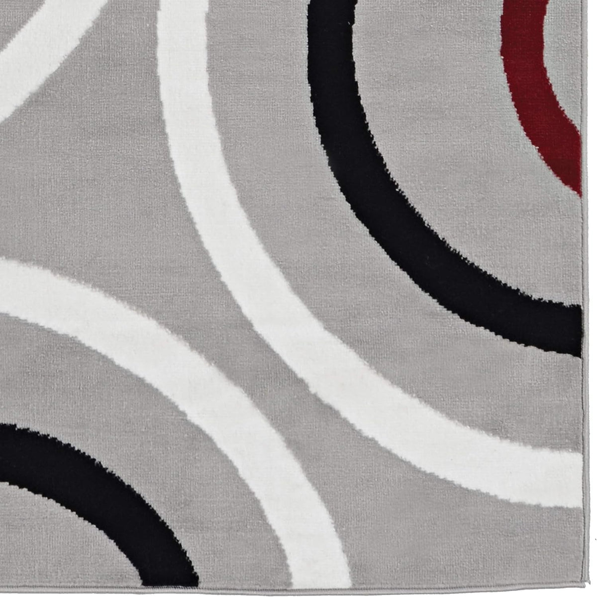 Gray White Black Red Circles Rug, Pack of 2 C574