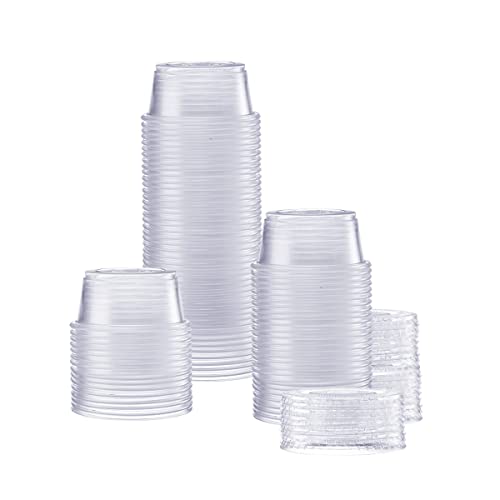 2 oz 100 Count Clear Disposable Plastic Portion Cups with Lids U19212