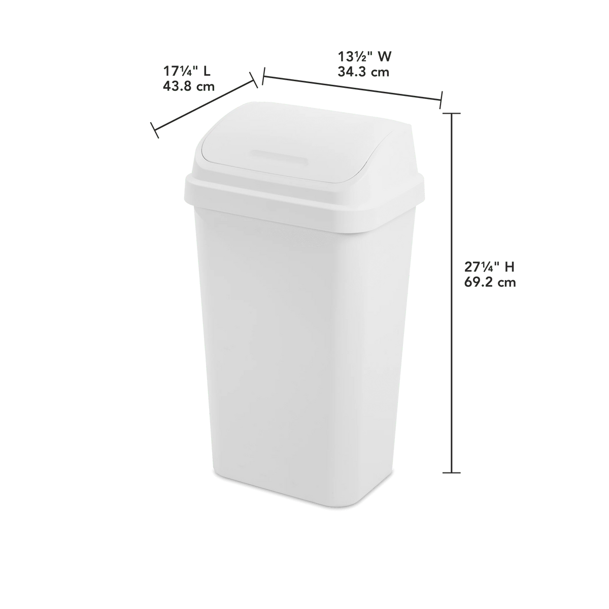 13 Gallon Black Plastic Swing Top Trash Can W790