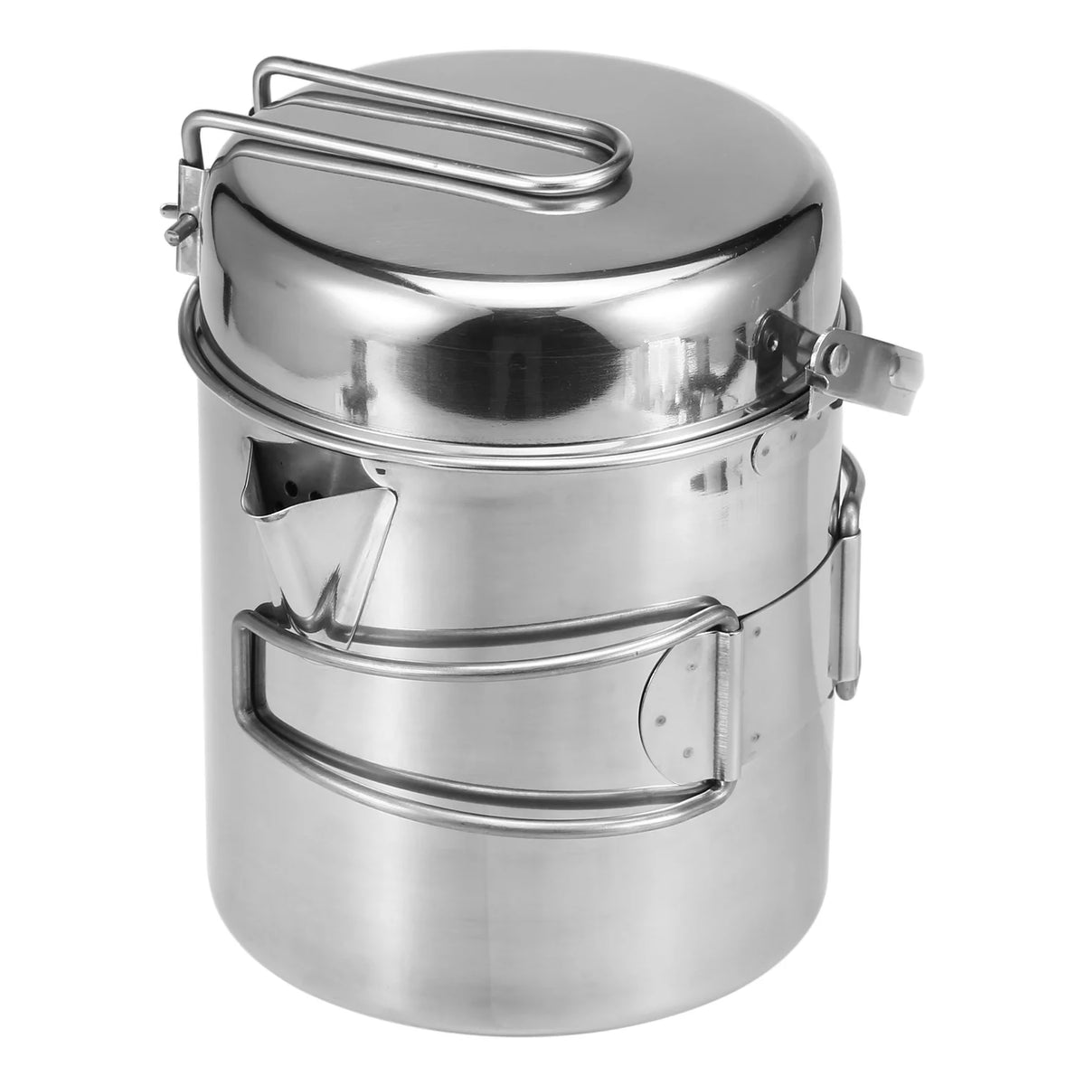 1L Stainless Steel Camping Kettle with Foldable Handle Z49340