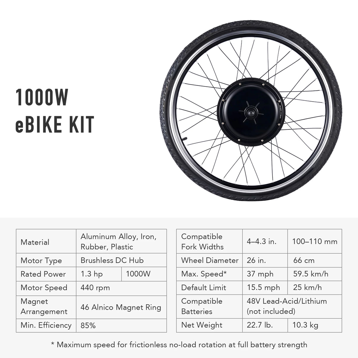 26 Inch 1000 Watt Electric Bike Conversion Kit J6725